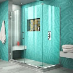DreamLine Unidoor Plus 56 1/2 In. W X 34 3/8 In. D X 72 In. H Frameless Hinged Shower Enclosure