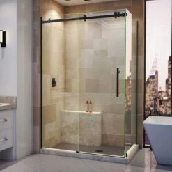 DreamLine Enigma Air 34-3/4 Inch D X 48-3/8 Inch W X 76 Inch H Frameless Sliding Shower Enclosure