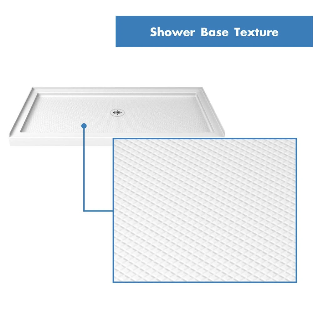 DreamLine Flex 36 Inch D X 48 Inch W X 76-3/4 Inch H Semi-Frameless Shower Door With Center Drain Shower Base And Back Wall - Image 15