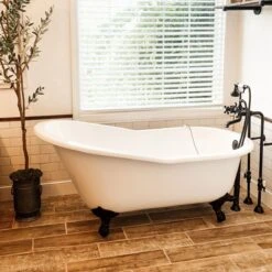 Charlotte 60 Inch Cast Iron Slipper Clawfoot Tub Package