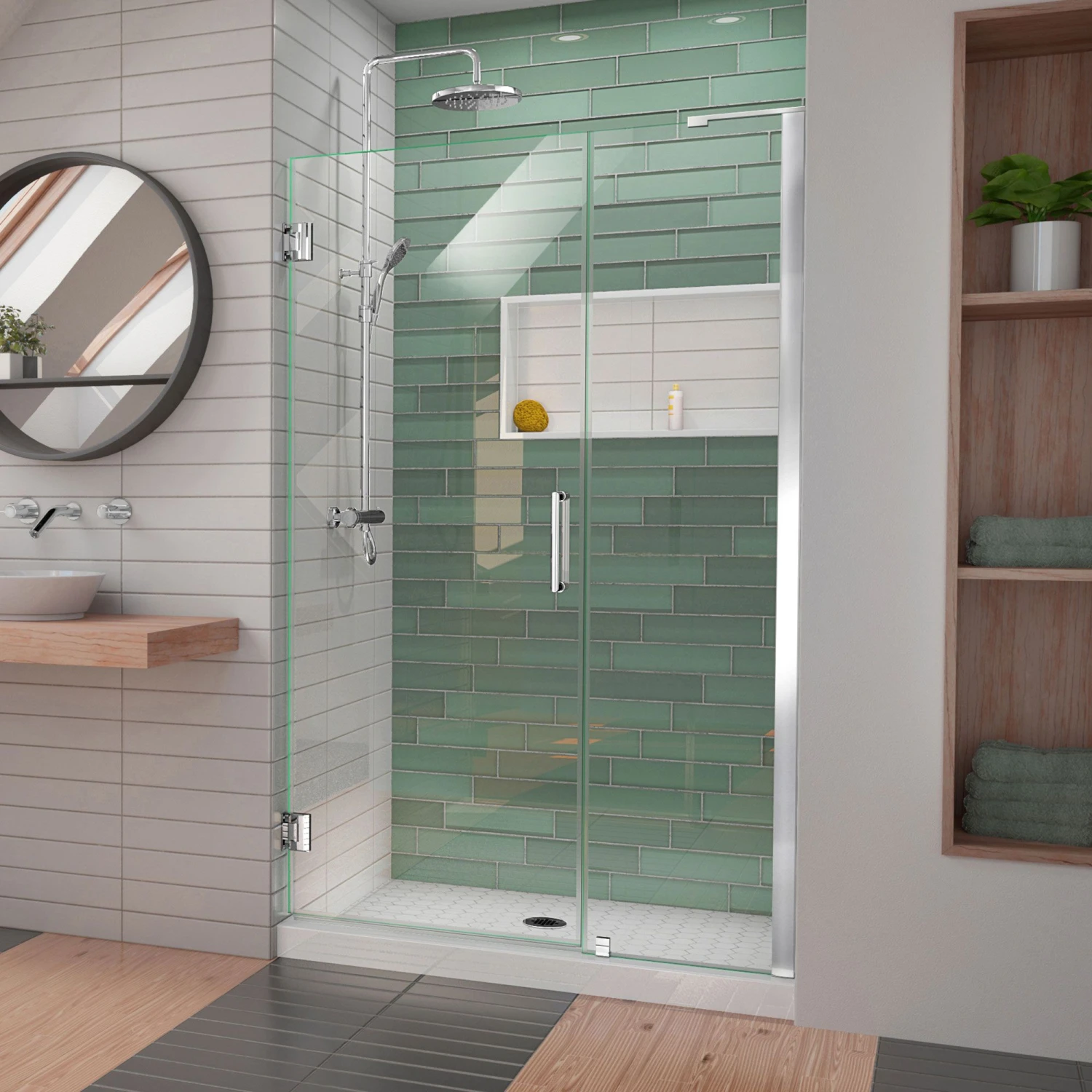 DreamLine Unidoor-LS 44-45 In. W X 72 In. H Frameless Hinged Shower Door In Chrome