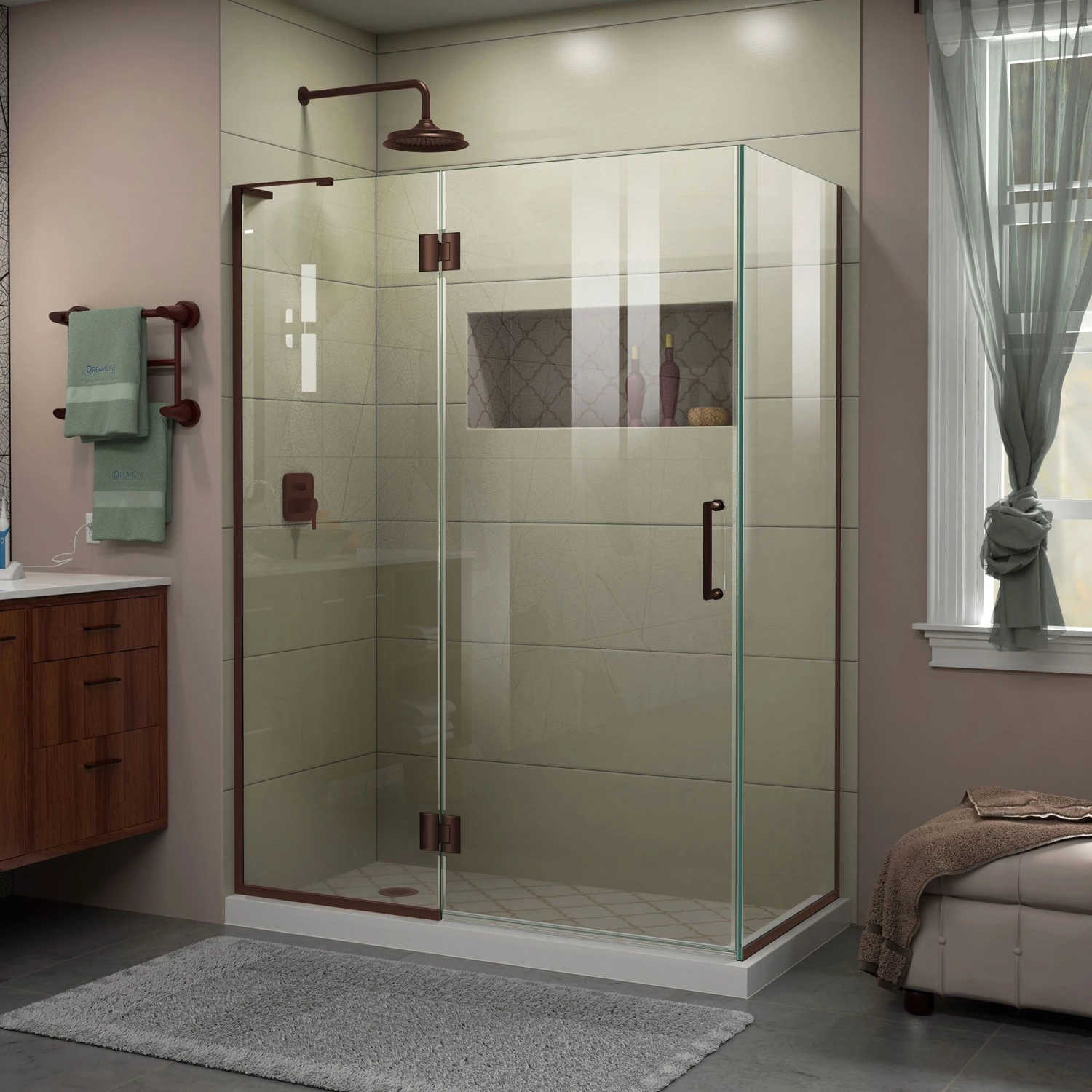DreamLine Unidoor-X 47-3/8 Inch W X 34 Inch D X 72 Inch H Frameless Hinged Shower Enclosure