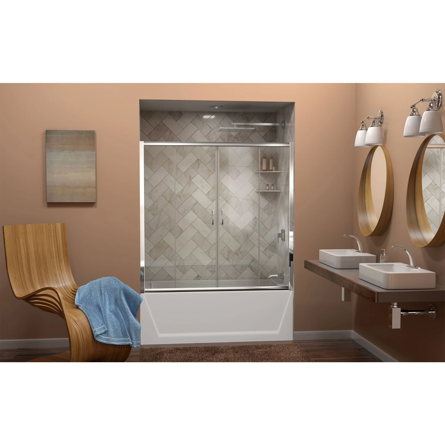 DreamLine Visions 56-60 In. W X 58 In. H Semi-Frameless Sliding Tub Door - Image 3