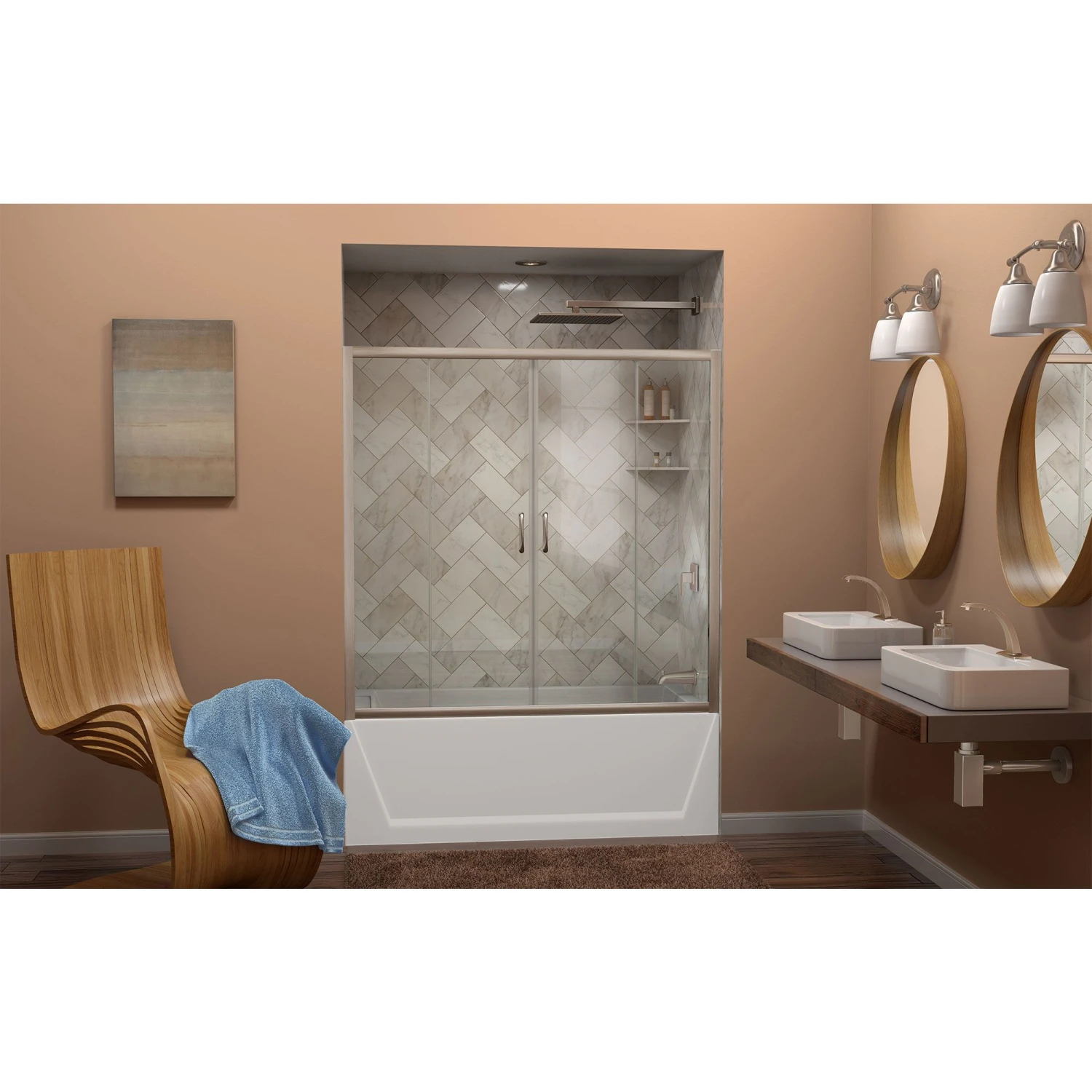 DreamLine Visions 56-60 In. W X 58 In. H Semi-Frameless Sliding Tub Door - Image 4