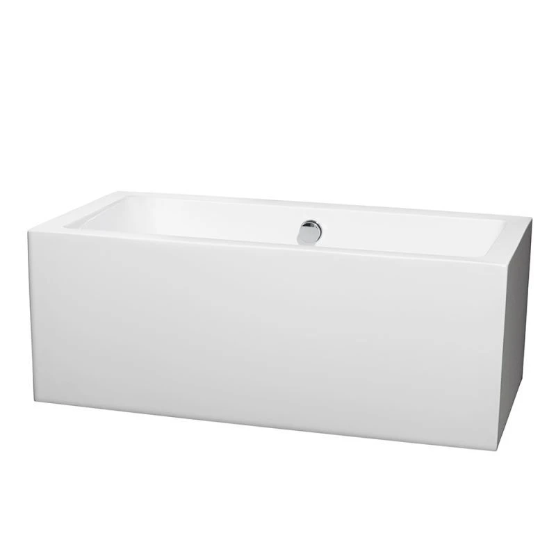Melody 60 Inch Acrylic Double Ended Freestanding Bathtub - No Faucet Drillings - White
